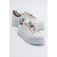 Ccway Kaydırmaz Kadın Spor Ayakabı BEYAZ GÜMÜŞ