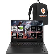 HP Omen 17 Intel Core i9 13900HX 32GB 1TB SSD RTX4080/12GB 240Hz 17.3" QHD FDOS Taşınabilir Bilgisayar & PER4 Çanta 892R1EAPN321