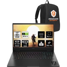 HP Omen 16-K0008NT Intel Core i7 12700H 16GB 1TB SSD RTX3070Ti/8GB 165Hz 16.1" QHD FDOS Taşınabilir Bilgisayar & PER4 Çanta 7H8Z5EAPN338