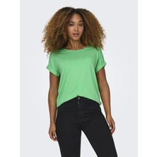 Only 15106662 Genis Yaka Kol Katlamali Kadın Body - Neon Yesil