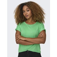 Only 15106662 Genis Yaka Kol Katlamali Kadın Body - Neon Yesil