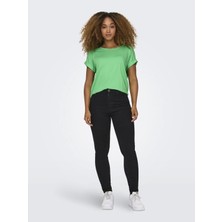 Only 15106662 Genis Yaka Kol Katlamali Kadın Body - Neon Yesil