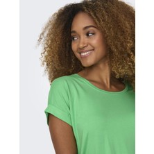 Only 15106662 Genis Yaka Kol Katlamali Kadın Body - Neon Yesil