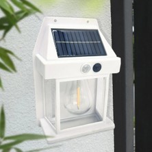 Pazariz Güneş Enerjili Hareket Sensörlü Rustik Ampül Duvar Lambası Aydınlatma Aplik Işık Beyaz 2 Ad