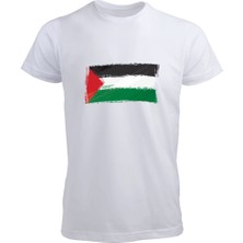 Özgür Filistin Filistin Direnişi Gazze Düz Silik Bayrak Tasarımı Beyaz Erkek Tişört