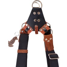 Balkonda Köpek göğüs tasması siyah kolon taba deri genişlik:3,5cm kalınlık:3mm göğüs ölçüsü:60-100cm ayarlamalı dog harness GT5-21