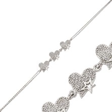 Aya Diamond Gümüş Üç Kalpli Bayan Bileklik
