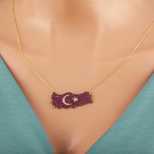 Aya Diamond Gümüş Gold Ay Yıldız Türkiye Haritası Kadın Kolye