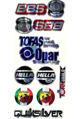 Arabul Tofaş - Bbs - Opar - Hella - Abarth Çoklu Sticker Hologram Özel Üretim