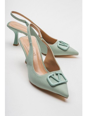 Ccway V Tokalı  Kadın Topuklu Ayakkabı Mint Yeşili Zra