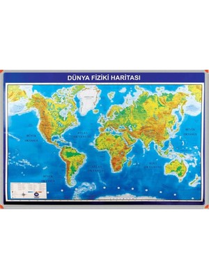 Panda 70 x 100 cm Dünya Fiziki Haritası Alüminyum Çerçeve 405