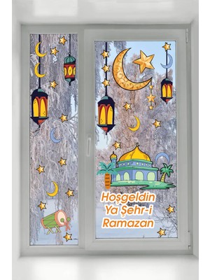 Efekt Reklam Efektreklam Ramazan Ayı Temalı Cam Duvar Süsleri Hoşgeldin Ramazan Sticker Seti