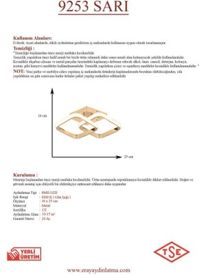 Eray Aydınlatma 9253 Ledli Gold Plofonyer Avize