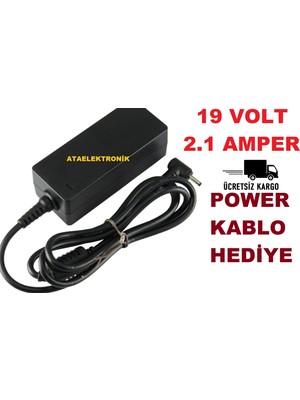 Ata Elektronik Casper Grundig Asus Uyumlu Muadil Adaptör 2 Yıl Ithalatçı Firma Garantili Laptop Şarj 19 Volt Ince Uçlu 40W 19V 2.1A Uç Yapısı 2.5x0.7mm