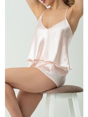 Doremi Saten Ayarlanabilir Askılı Şortlu Takım