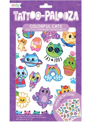 Ooly   Ooly Tattoo Palooza Geçici Dövme Seti - Colorful Cats