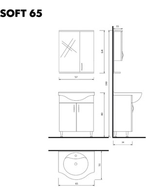 Era Soft 65 cm Beyaz Banyo Dolabı