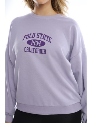 Polo State Kadın Polo State Baskılı 3 Iplik Sweat Lila