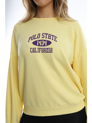 Polo State Kadın Polo State Baskılı 3 Iplik Sweat Sarı