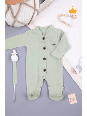 Baby Hola Müslin Unisex Bebek Tulum Emzik Askılı Tulum 1094