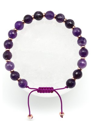 Alibaba Doğaltaş Ametist Doğal Taş Makrome Örme Bileklik