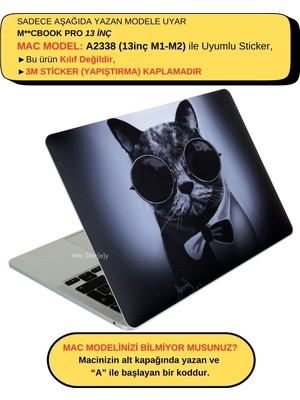 McStorey Macbook Pro Kılıf 13inç M1-M2 Laptop Sticker Koruyucu Kaplama A2338 ile Uyumlu Cat01NL