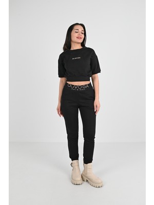 Koza Kadın Kısa Kollu Yazı Baskılı Eşofman Takımı 3763-23