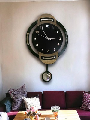 STE Desing Duvar Dekorasyon Saati,duvar Saati, Ahşap Saat, Sarkaçlı Saati Ahşap Sarkaçlı Duvar Saati,wall Clock