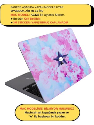 McStorey Macbook Air M1 Kılıf Laptop Kaplama Sticker Koruyucu A2337 ile Uyumlu Flower03