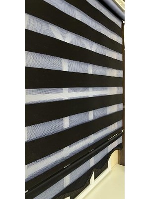 StorBurada Zebra Stor Perde Siyah Etek Dilimli STB-400-V15