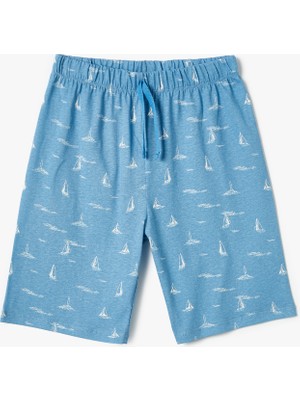 Koton Şort Beli Bağcıklı Baskılı Pamuklu