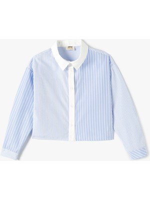 Koton Crop Gömlek Klasik Yaka Uzun Kollu