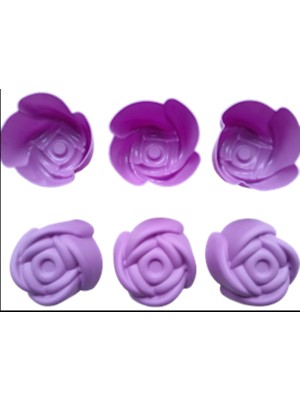 Pink Rose Bybirgül Lila -Mor 12 Li Silikon Mini Gül Kek Kalıbı,muffin Kalıbı 12 Adet
