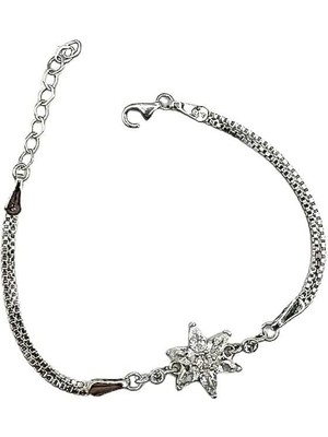 Choice Gümüş Bayan Lotus Çiçeği Bileklik Rodyum