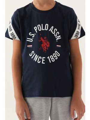 U.S. Polo Assn. Lisanslı Three Colors Lacivert Erkek Çocuk Bermuda Takım