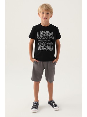 U.S. Polo Assn. Lisanslı Compartmented Siyah Erkek Çocuk Bermuda Takım