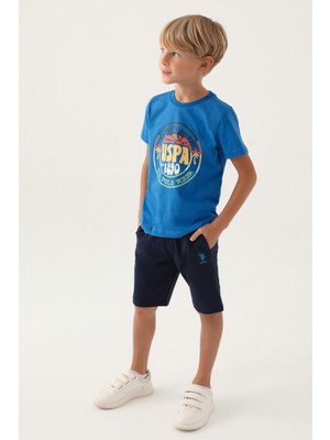 U.S. Polo Assn. Lisanslı Crew Neck Cobalt Erkek Çocuk Bermuda Takım