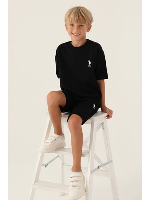 U.S. Polo Assn. Lisanslı Straight Siyah Erkek Çocuk Bermuda Takım