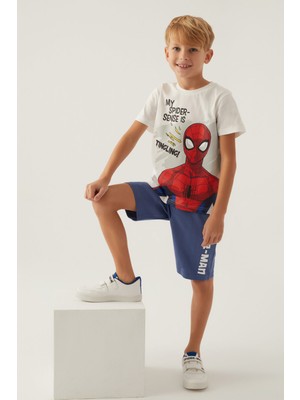 Marvel Spider-Man Sense Krem Erkek Çocuk Bermuda Takım