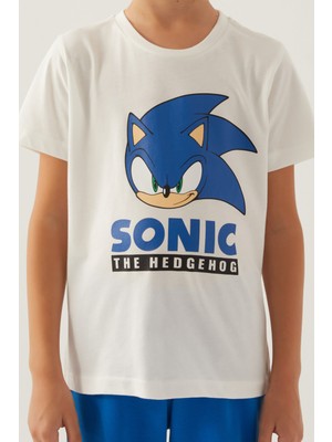 Modern Sonic Hedgehog Krem Erkek Çocuk Bermuda Takım