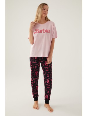 Barbie Cool Toz Pembe Kadın Kısa Kol Pijama Takımı
