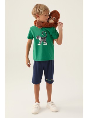 RolyPoly Funny As Monkey Yeşil Erkek Çocuk Bermuda Takım