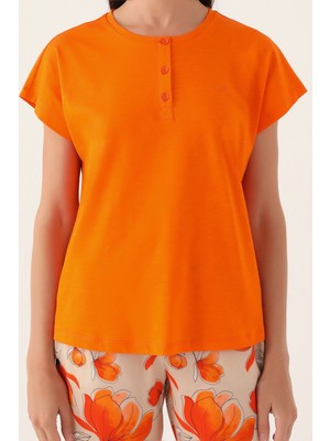 Pierre Cardin Orange Turuncu Kadın Kısa Kol Pijama Takımı