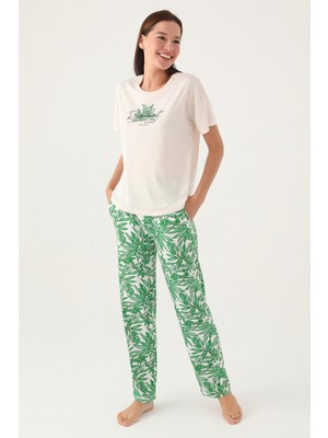 Pierre Cardin Nature Bej Kadın Kısa Kol Pijama Takımı