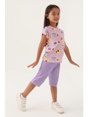 Rolypoly Kız Çocuk Mor Kapri Takımı