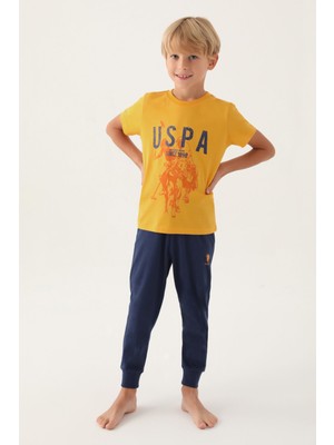 U.S. Polo Assn.  Lisanslı Hat Hardal Erkek Çocuk Pijama Takımı
