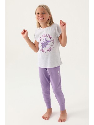 U.S. Polo Assn.  Lisanslı Starry Kar Melanj Kız Çocuk Pijama Takımı