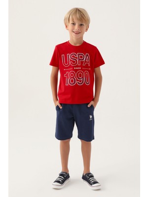 U.S. Polo Assn. Lisanslı Compartmented Kırmızı Erkek Çocuk Bermuda Takım