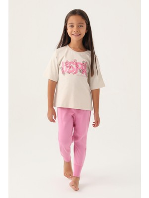 U.S. Polo Assn.  Lisanslı Daisy Bej Kız Çocuk Pijama Takımı