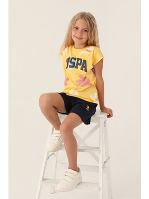 U.S. Polo Assn. Lisanslı Leaf Turuncu Kız Çocuk Şort Takım